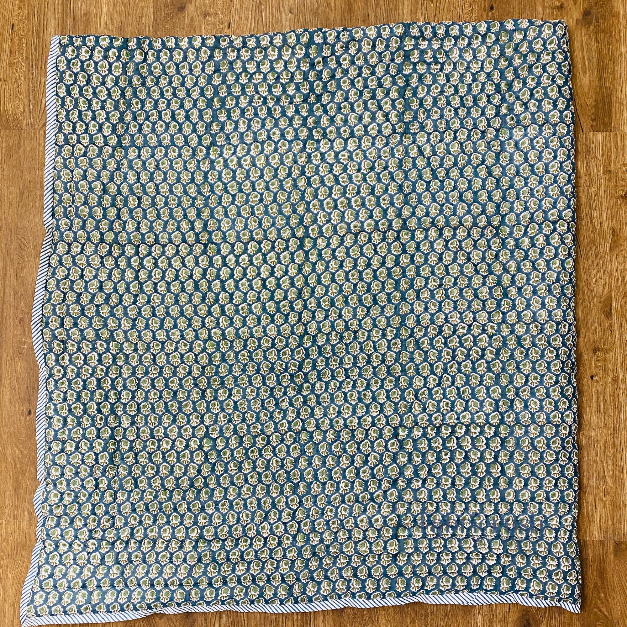 Peacock Blue Quilt Ridhi Block Print