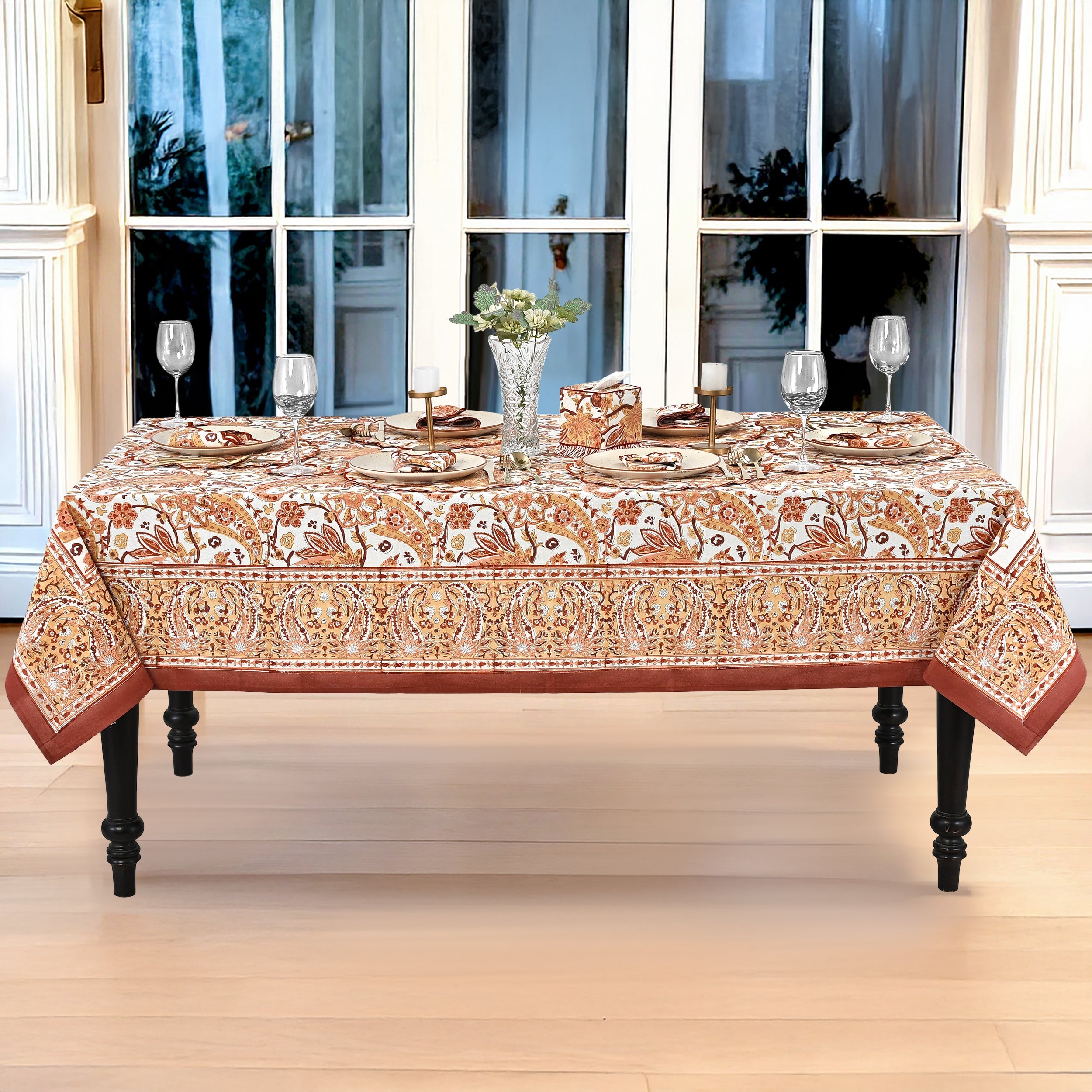 kashmiri paisley Square & Rectangle Tablecloth Ridhi Block Print
