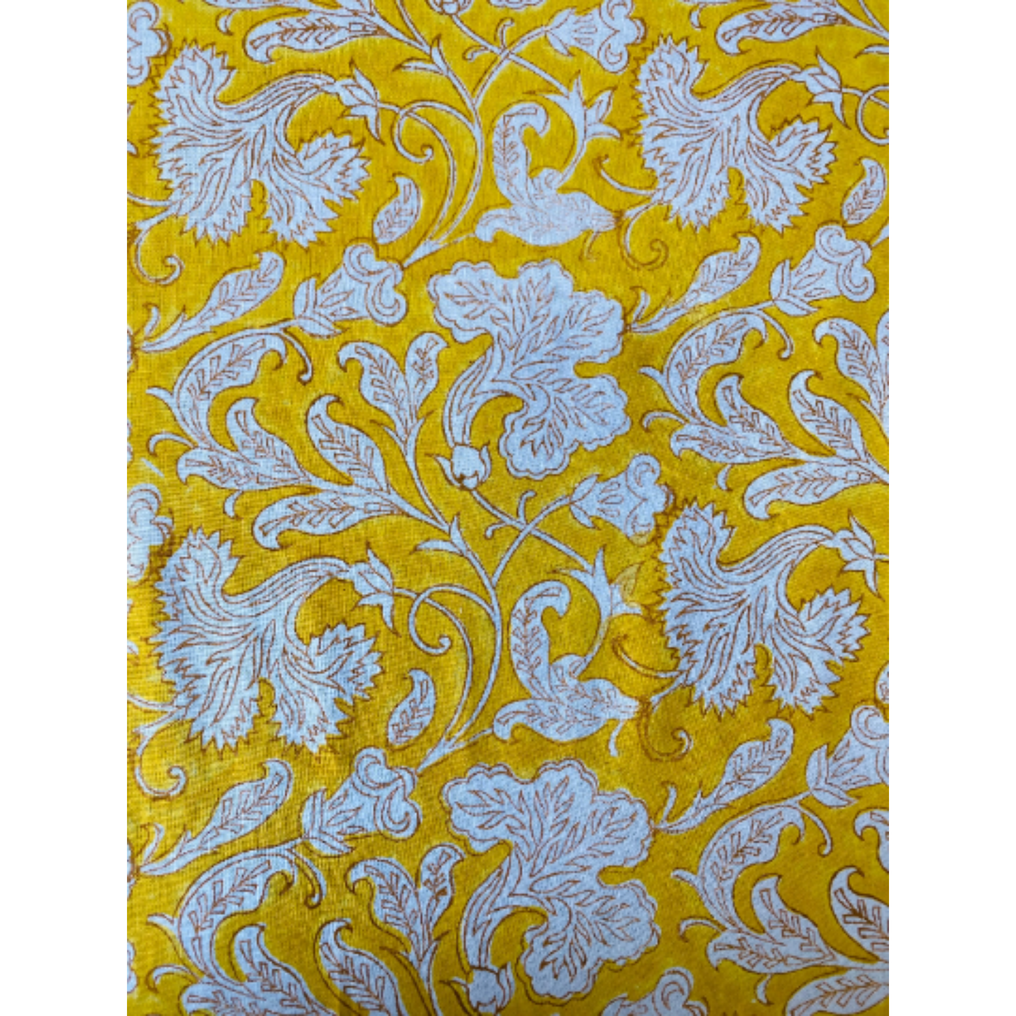 Yellow Leaves Rectangle Tablecloth Ridhi Block Print