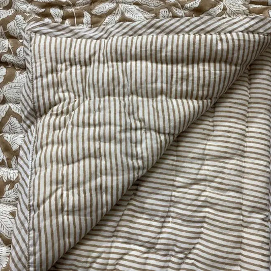 Oak Brown Quilt Ridhi Block Print