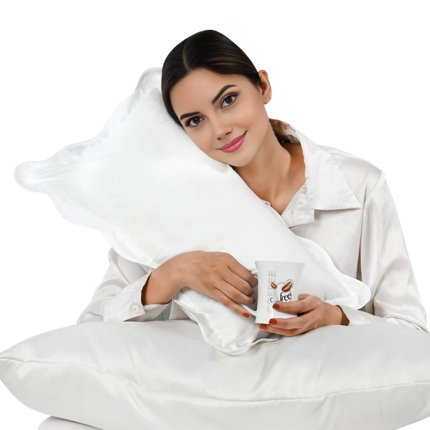 Hand Block Print Cotton Throw Pillow Cover - White With White