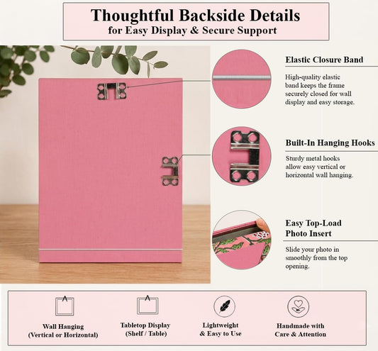 Hand Block Print Cotton Picture Frame - Strawberry Pink