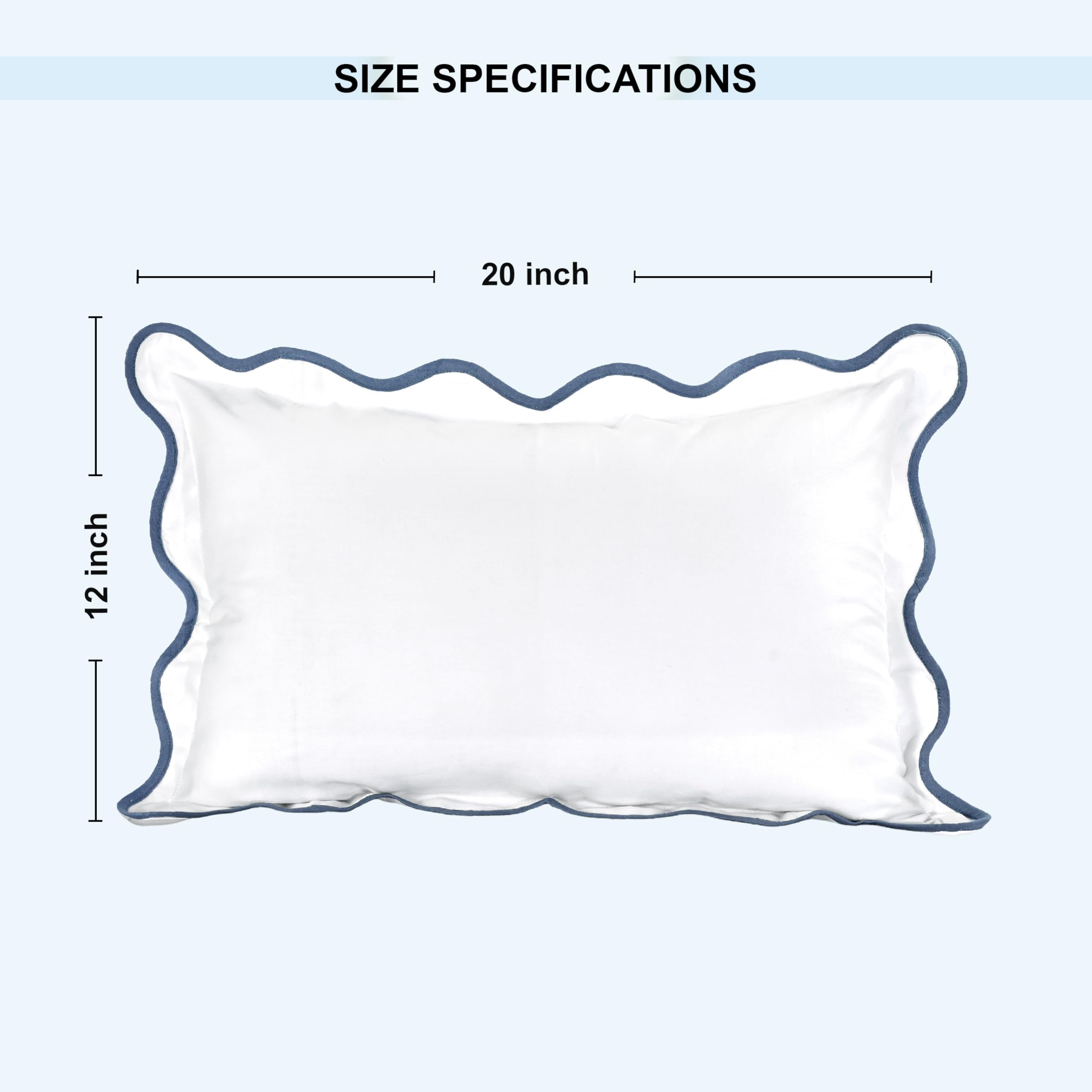 Hand Block Print Cotton Throw Pillow Cover - White With Blue