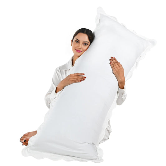 Hand Block Print Cotton Throw Pillow Cover - White With White