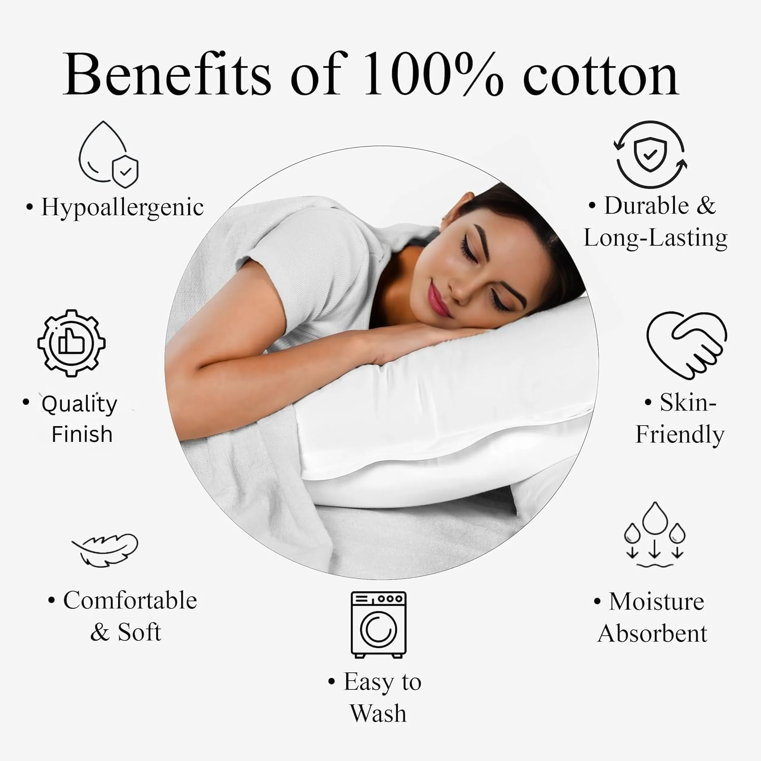 Hand Block Print Cotton Throw Pillow Cover - White With White