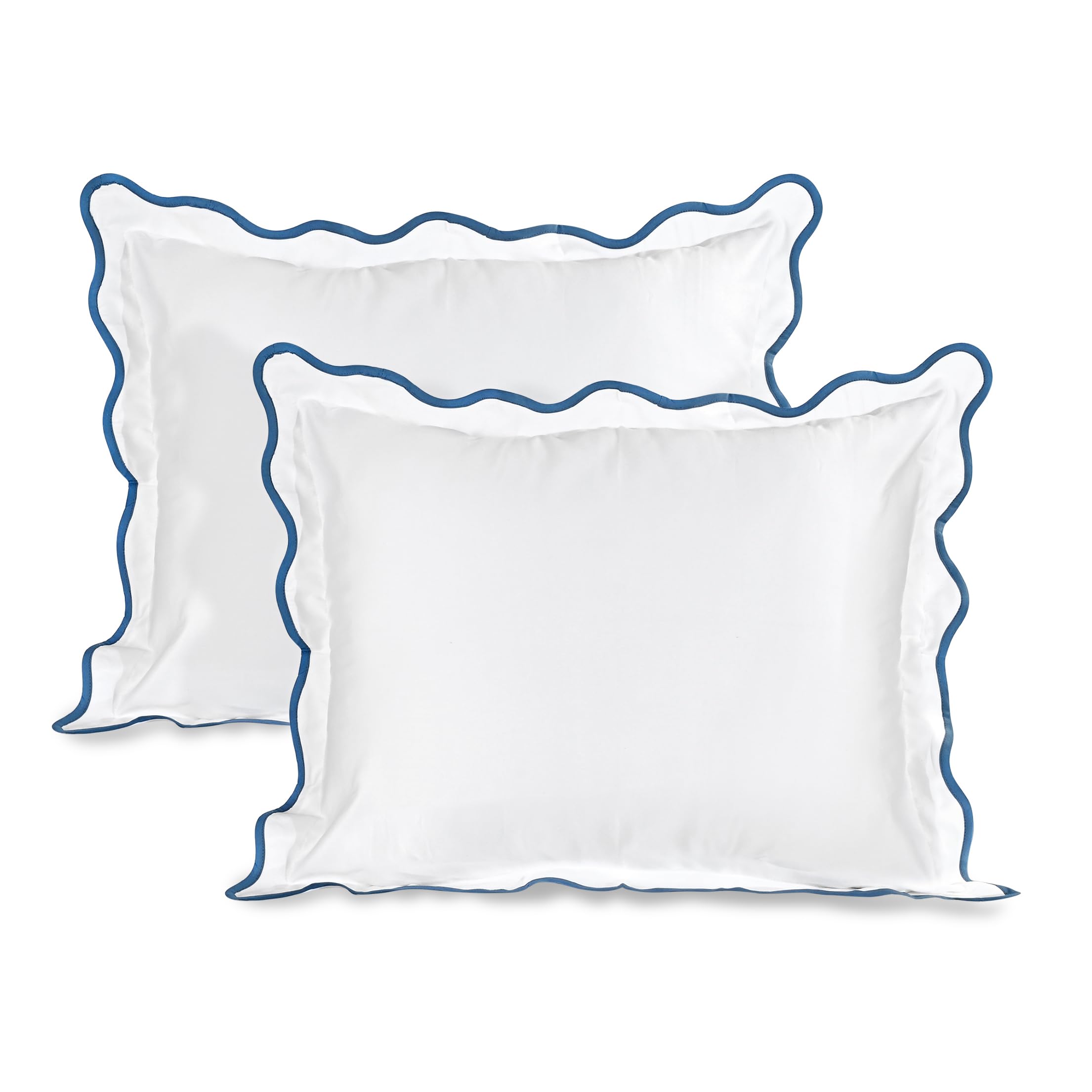 Hand Block Print Cotton Throw Pillow Cover - White With Blue