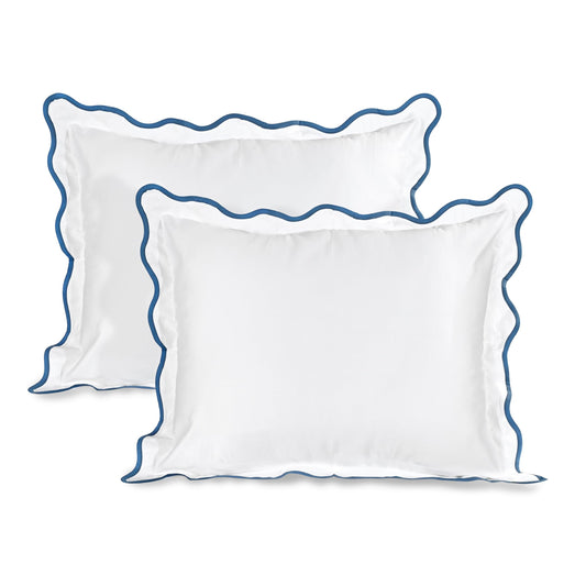 Hand Block Print Cotton Throw Pillow Cover - White With Blue