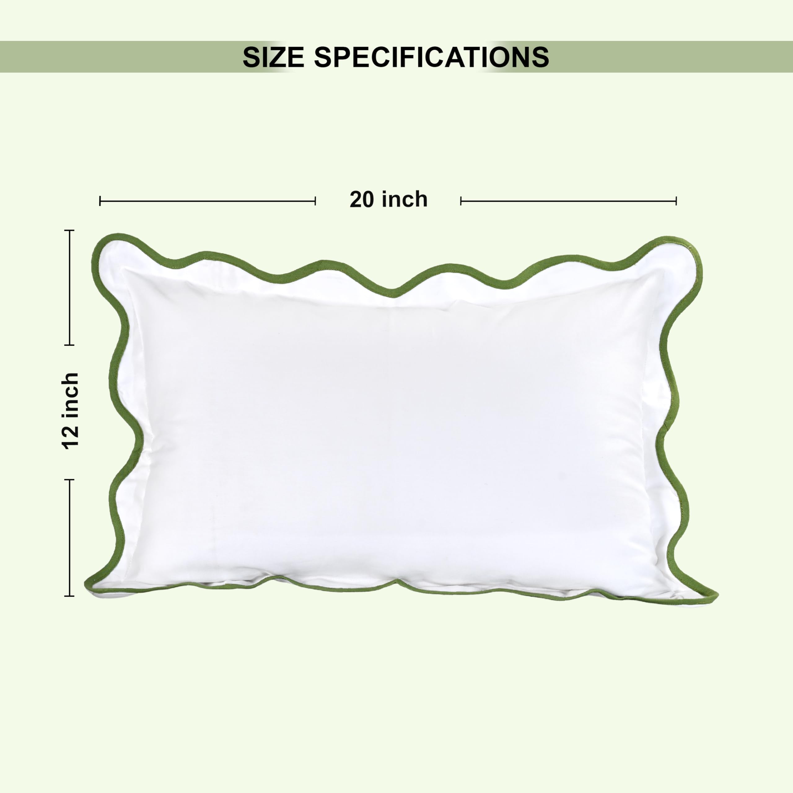 Hand Block Print Cotton Throw Pillow Cover - White With Green