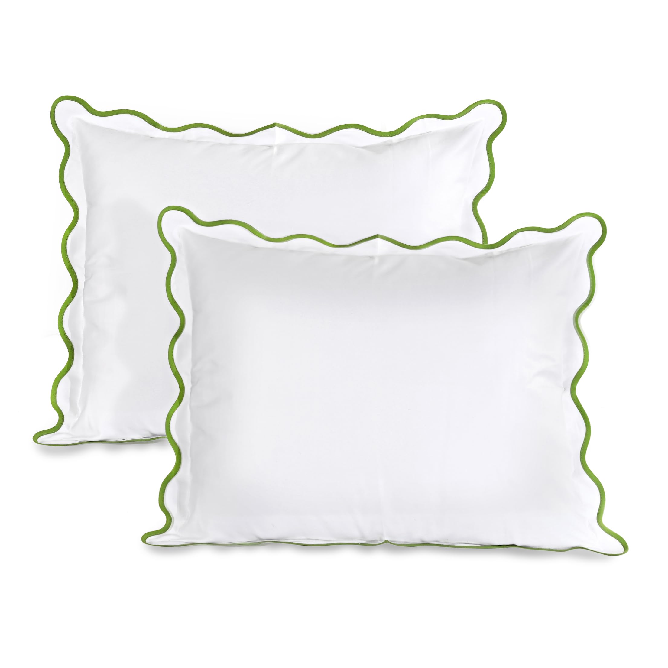 Hand Block Print Cotton Throw Pillow Cover - White With Green