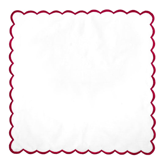 White with Rust Brown Embroidery Napkins Ridhi Block Print