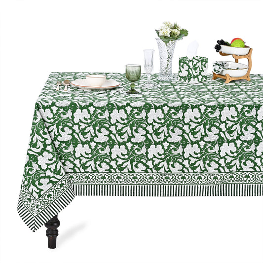 Pantone Artichoke Rectangle Tablecloth Ridhi Block Print