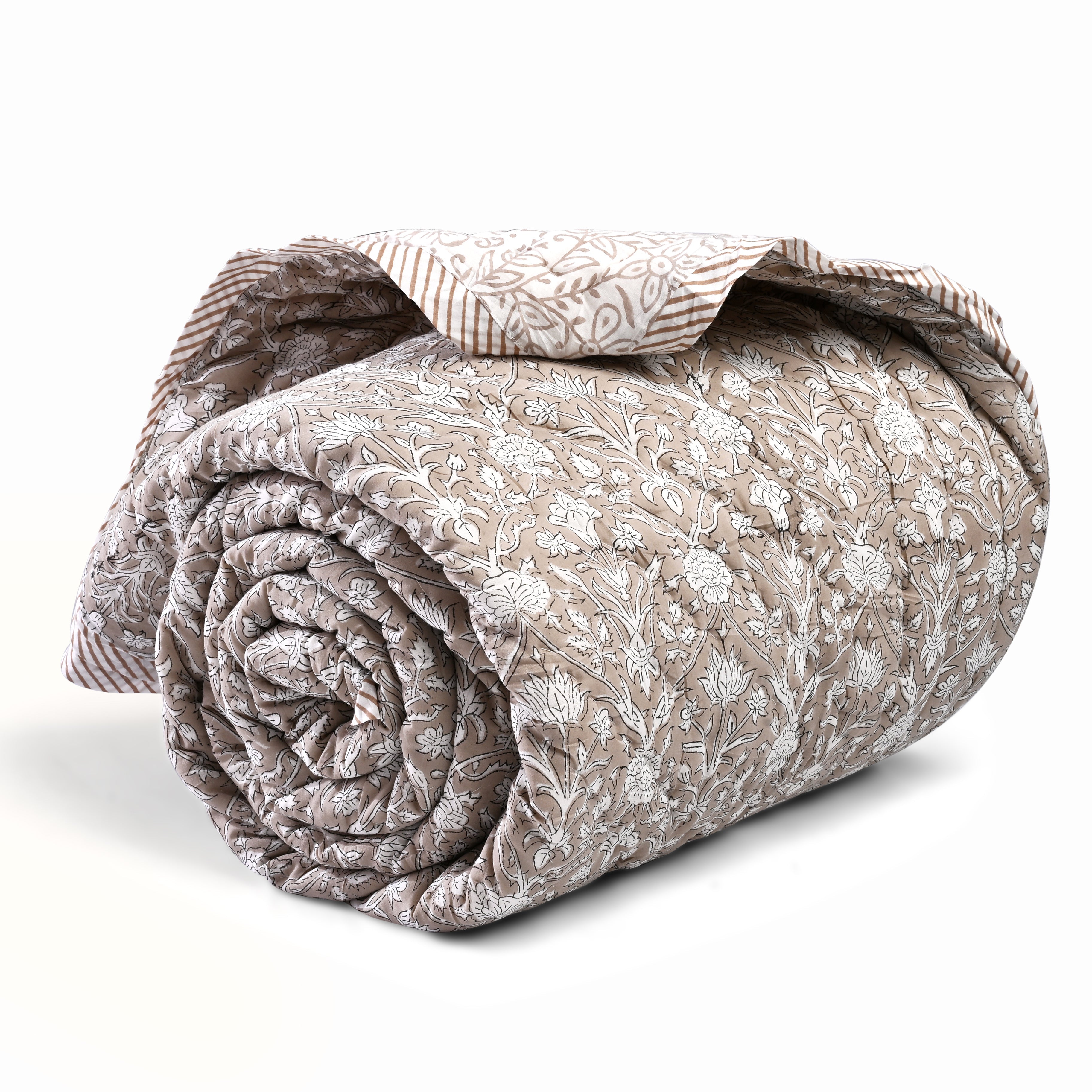 Taupe Quilt Ridhi Block Print