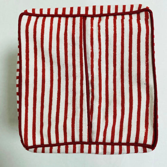 Red Striped Tissue Box Cover Ridhi Block Print