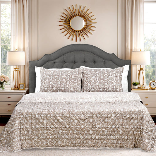 Taupe Quilt Ridhi Block Print