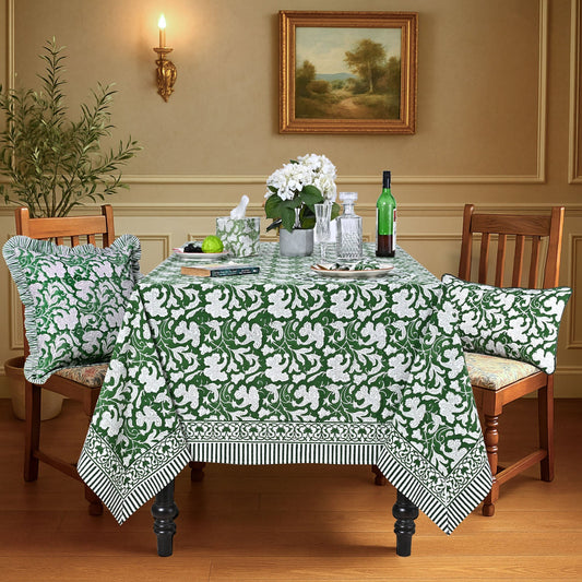 Pantone Artichoke Rectangle Tablecloth Ridhi Block Print