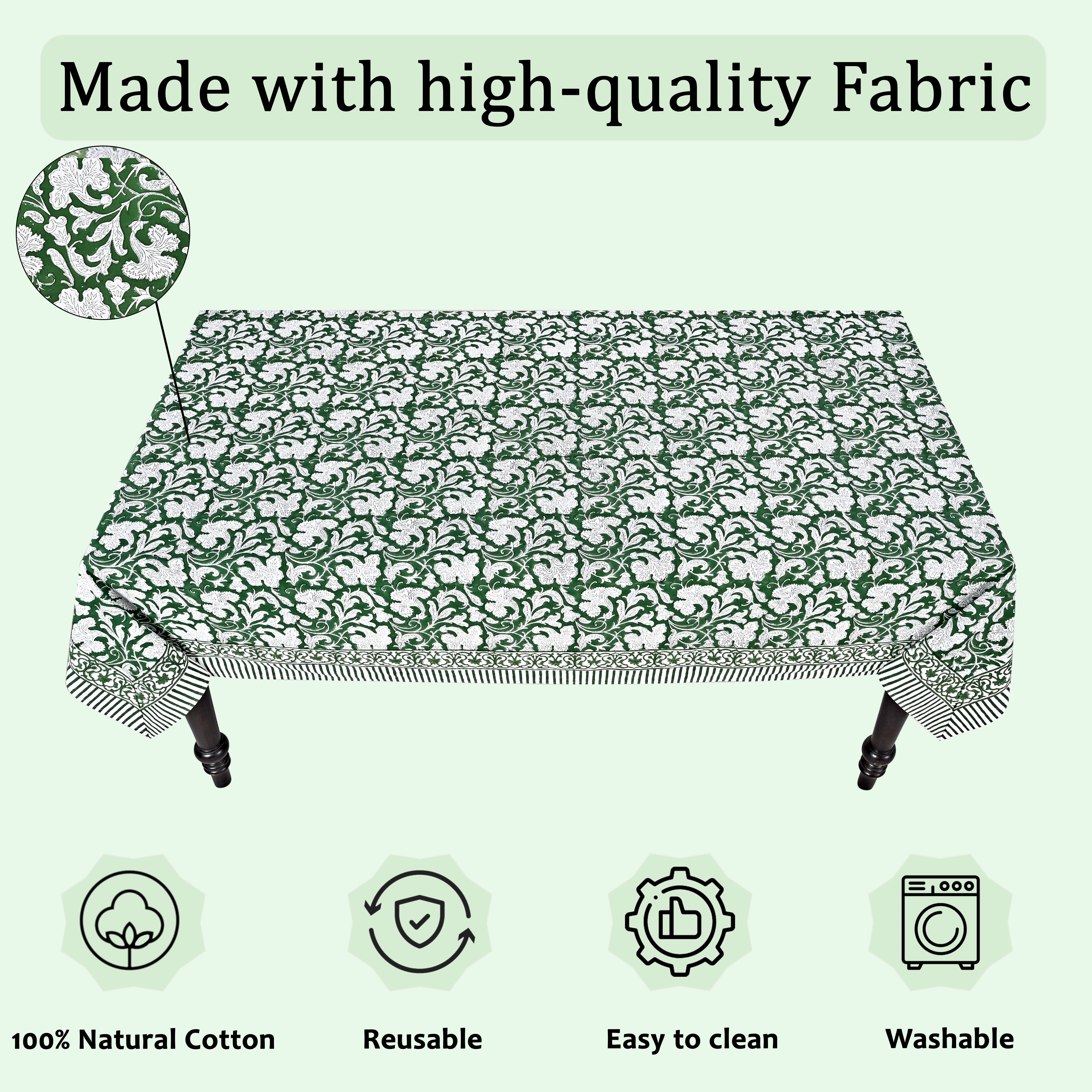 Pantone Artichoke Rectangle Tablecloth Ridhi Block Print
