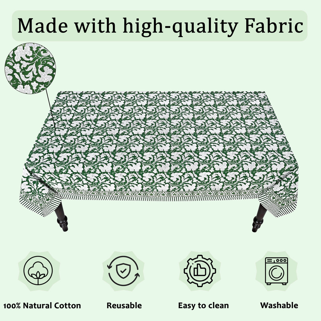 Pantone Artichoke Square & Rectangle Tablecloth Ridhi Block Print