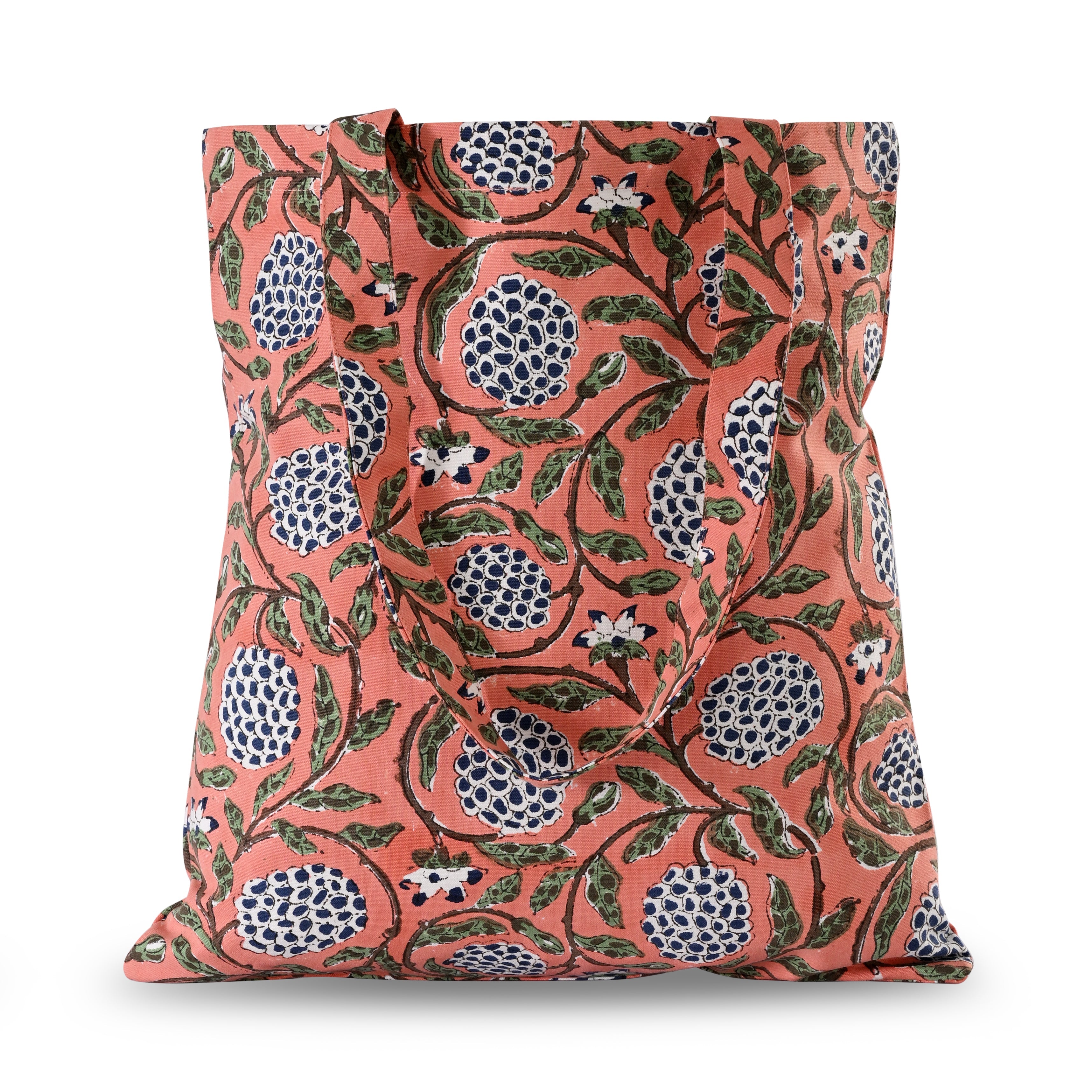 Dark Salmon Pink Tote Bag Ridhi Block Print