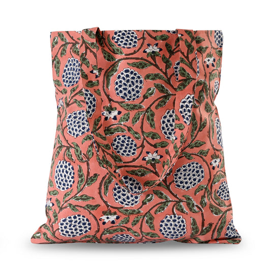 Dark Salmon Pink Tote Bag Ridhi Block Print