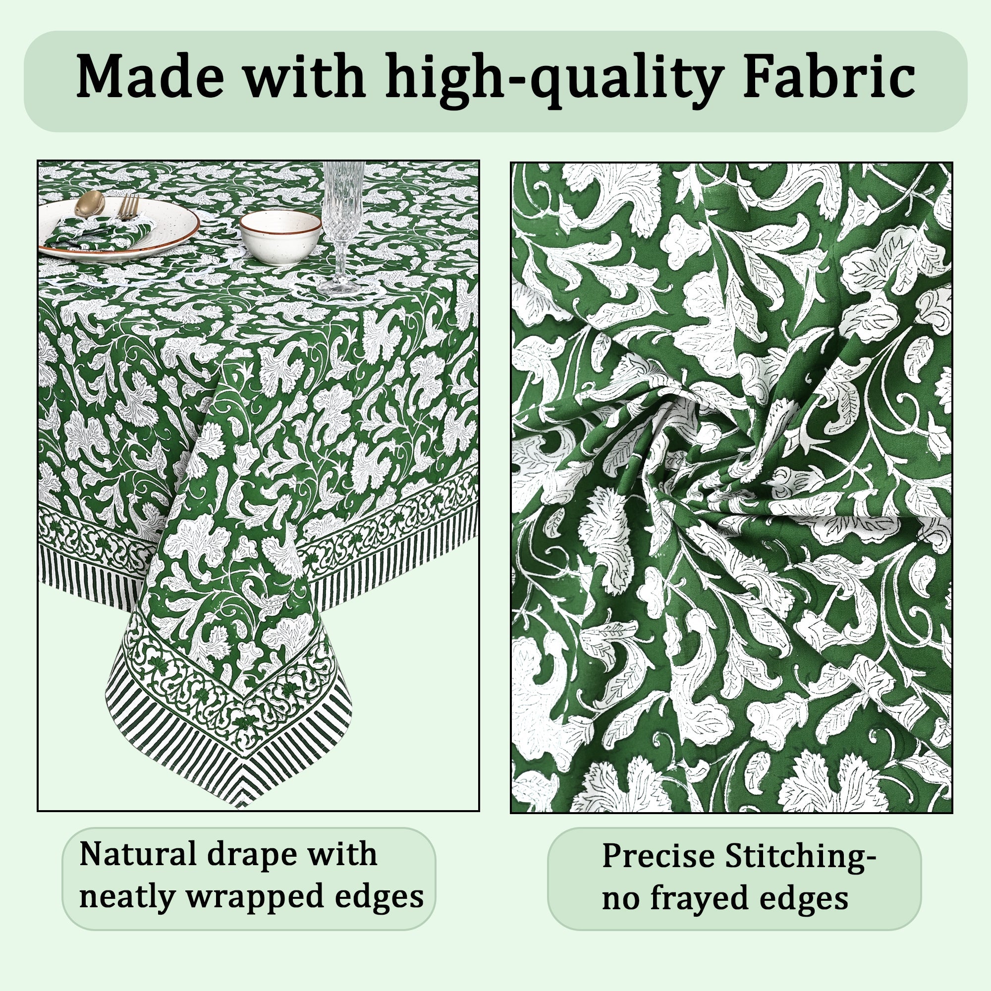 Pantone Artichoke Rectangle Tablecloth Ridhi Block Print
