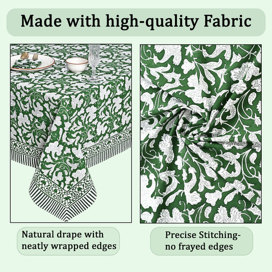Pantone Artichoke Rectangle Tablecloth Ridhi Block Print