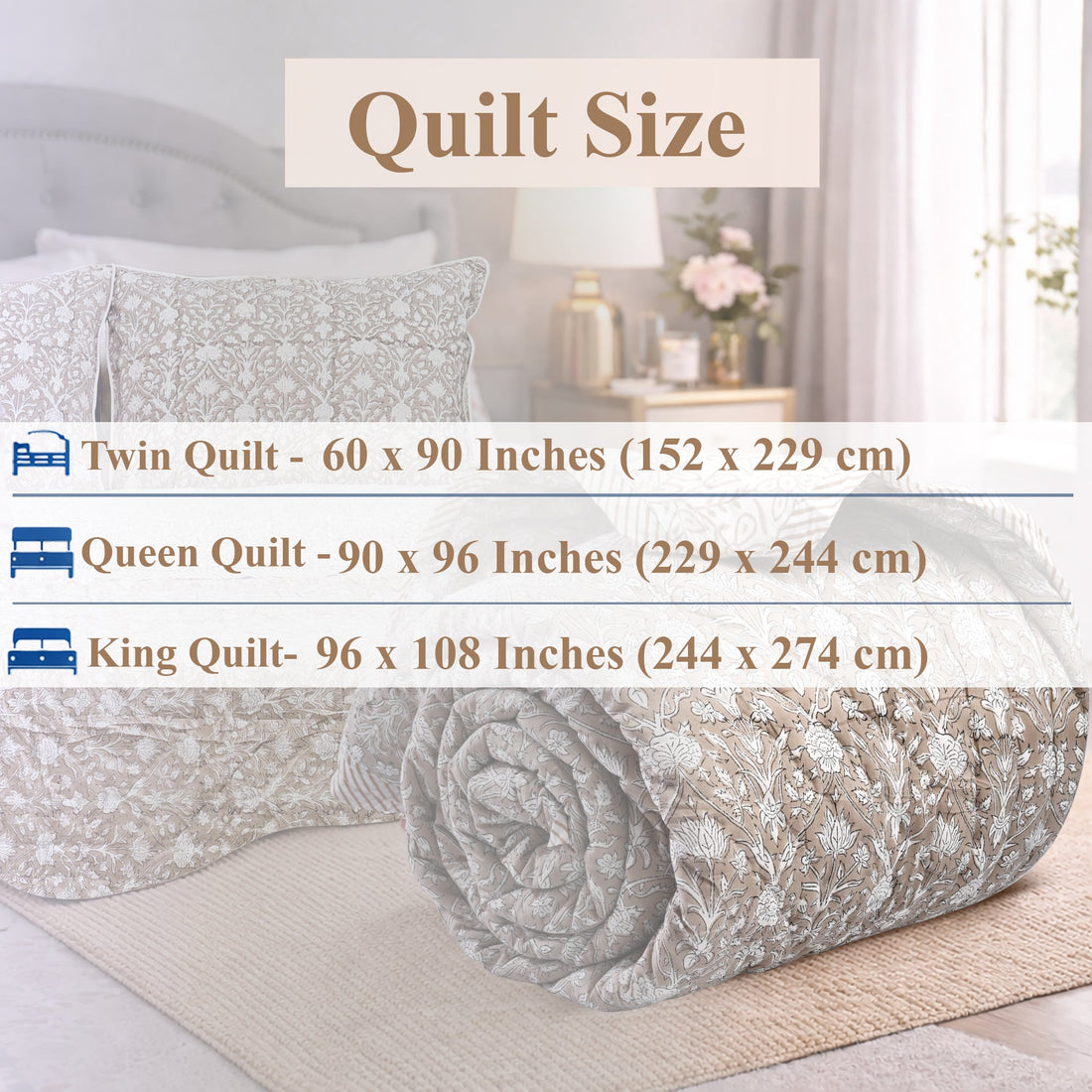 Taupe Quilt Ridhi Block Print