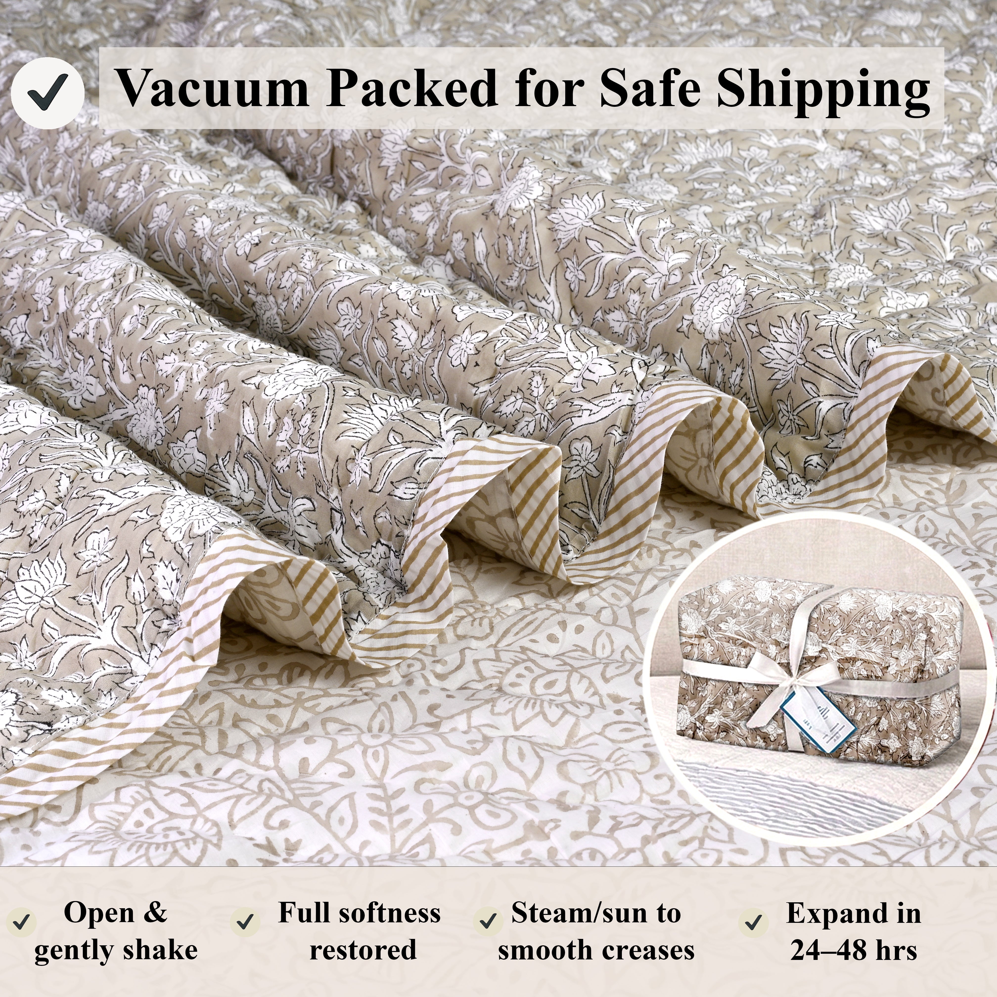 Taupe Quilt Ridhi Block Print