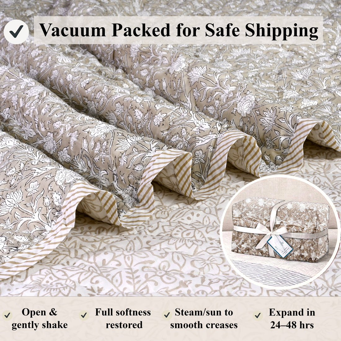 Taupe Quilt Ridhi Block Print
