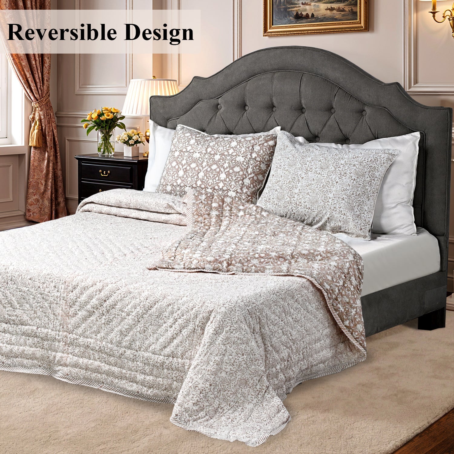 Taupe Quilt Ridhi Block Print