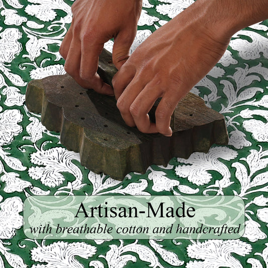 Pantone Artichoke Rectangle Tablecloth Ridhi Block Print