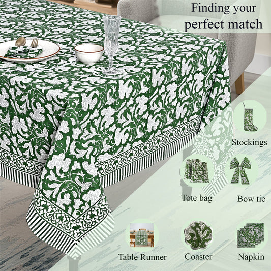 Pantone Artichoke Rectangle Tablecloth Ridhi Block Print