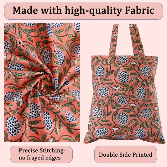 Dark Salmon Pink Tote Bag Ridhi Block Print