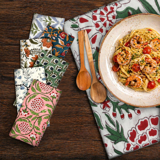 Assorted Plain Napkins Ridhi Block Print
