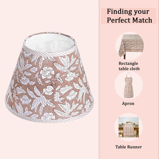 Hand Block Print Cotton Lampshade - Oak Brown