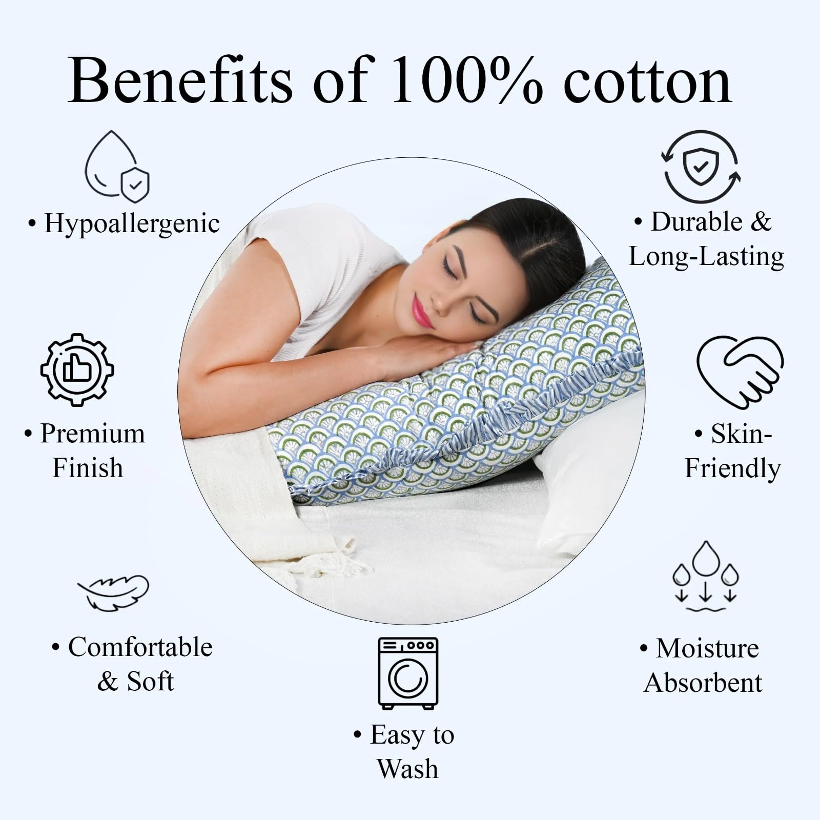 Hand Block Print Cotton Throw Pillow Cover - Hand Fan Harmony