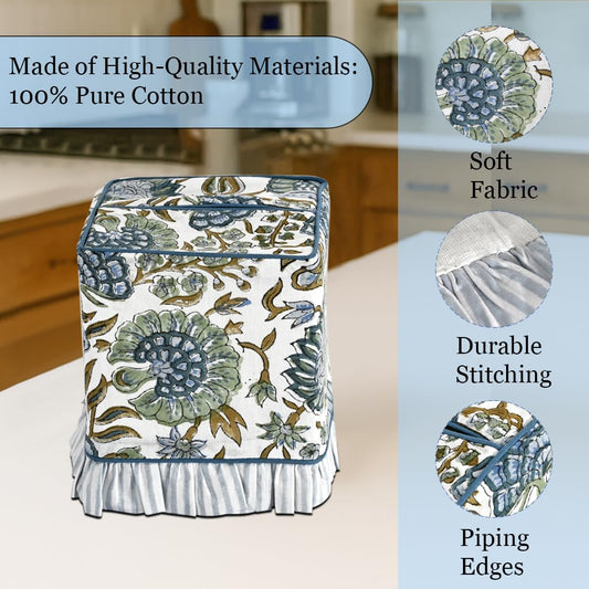 Hand Block Print Cotton Tissue Box Cover - Asparagus Green