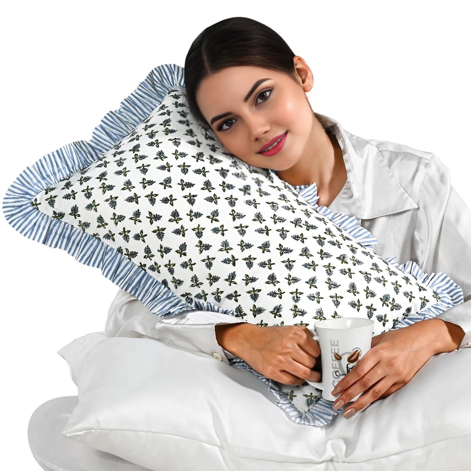 Hand Block Print Cotton Throw Pillow Cover - Baby Blossoms