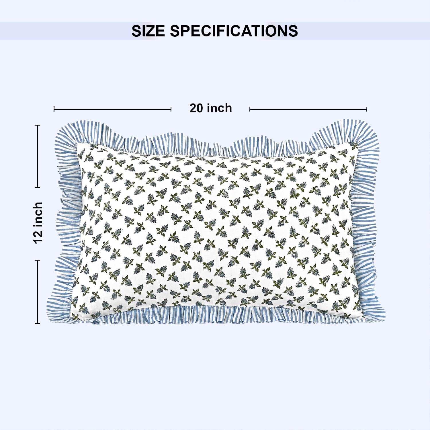 Hand Block Print Cotton Throw Pillow Cover - Baby Blossoms