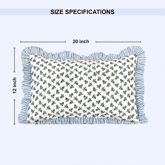 Hand Block Print Cotton Throw Pillow Cover - Baby Blossoms