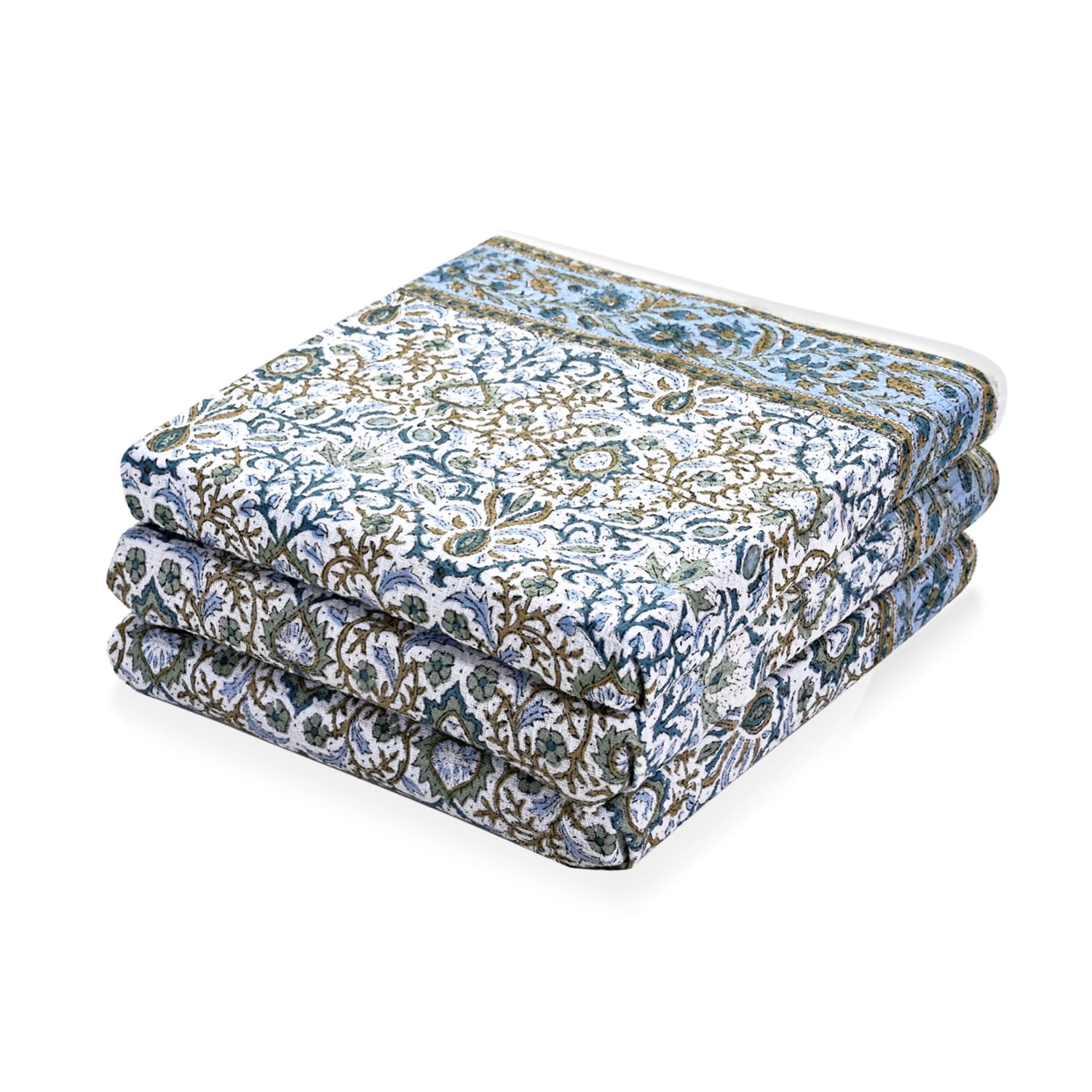 Hand Block Print Cotton Kitchen Towel - Indigo Blue