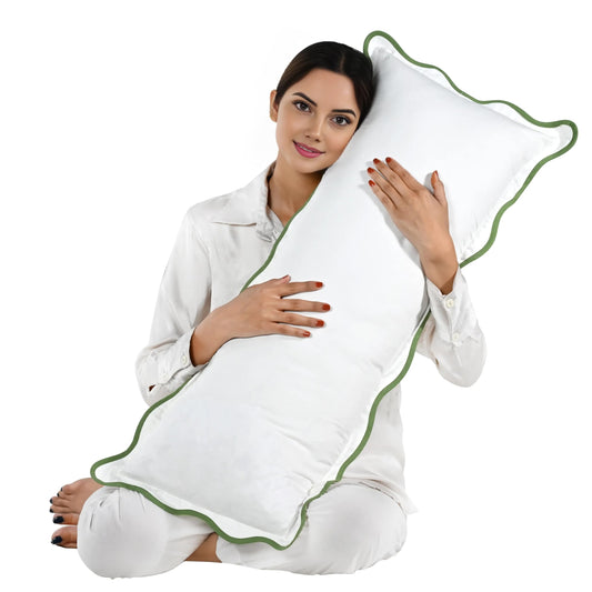 Hand Block Print Cotton Throw Pillow Cover - White With Green