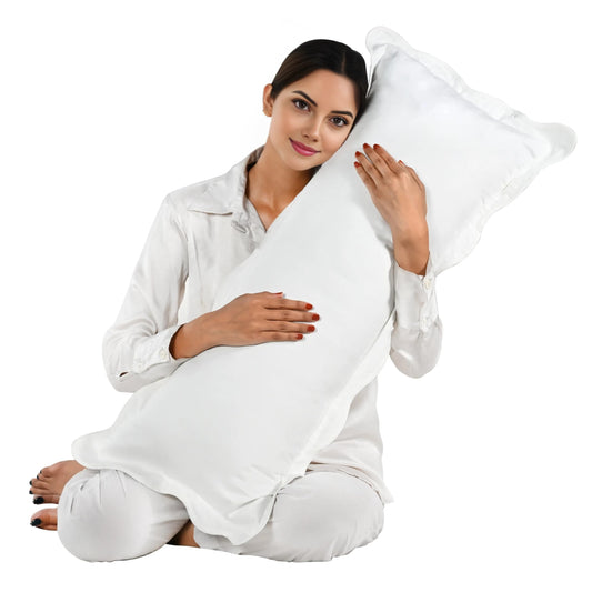 Hand Block Print Cotton Throw Pillow Cover - White With White