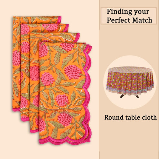 Hand Block Print Cotton Cloth Napkin - Bubblegum Pink