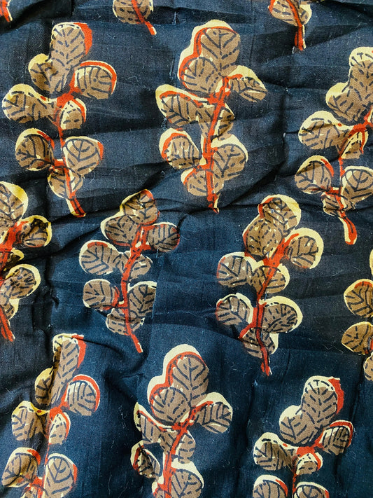 Midnight Black Quilt Ridhi Block Print