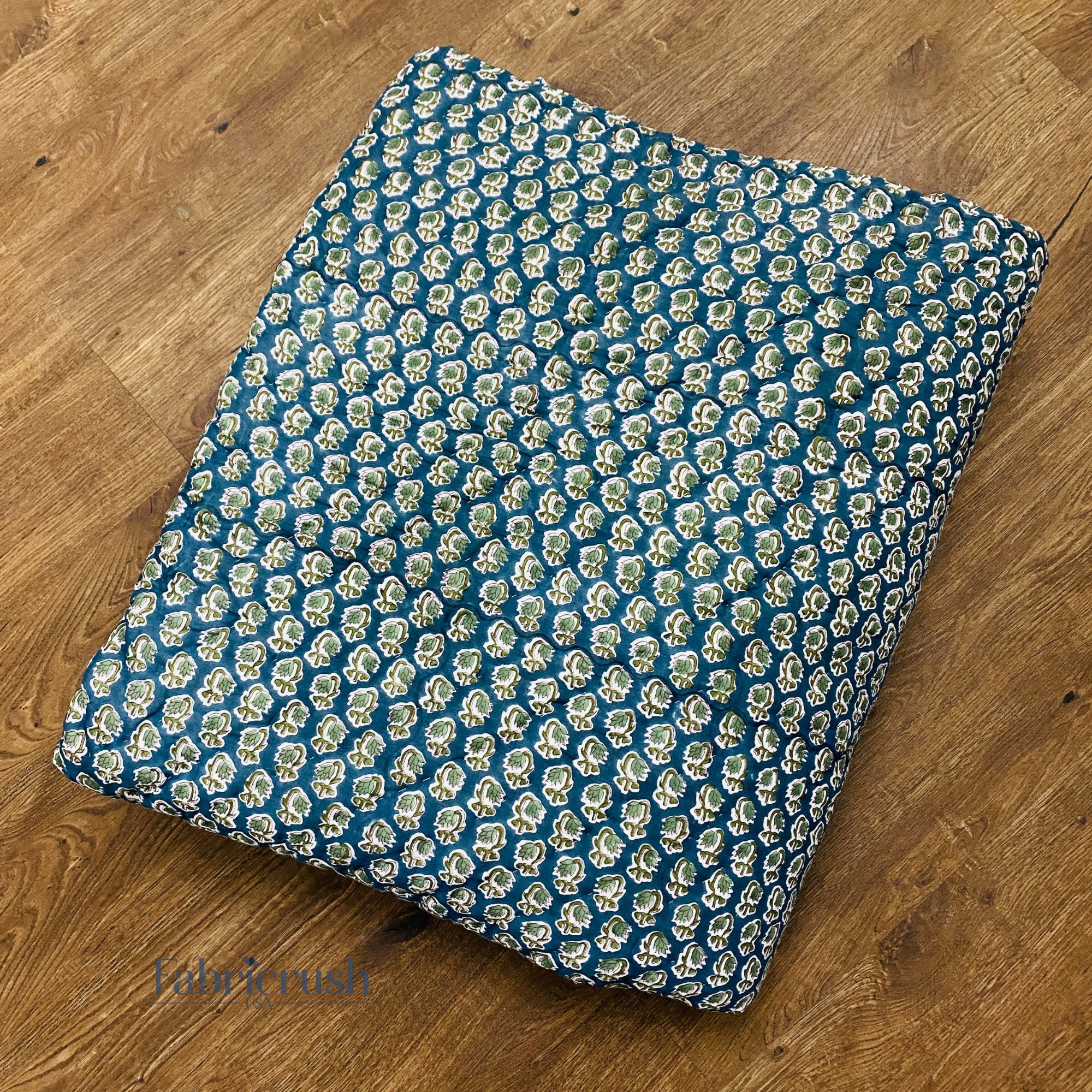 Peacock Blue Quilt Ridhi Block Print