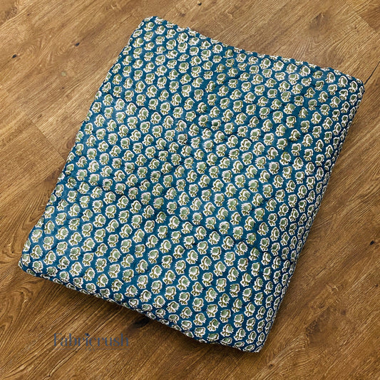 Peacock Blue Quilt Ridhi Block Print
