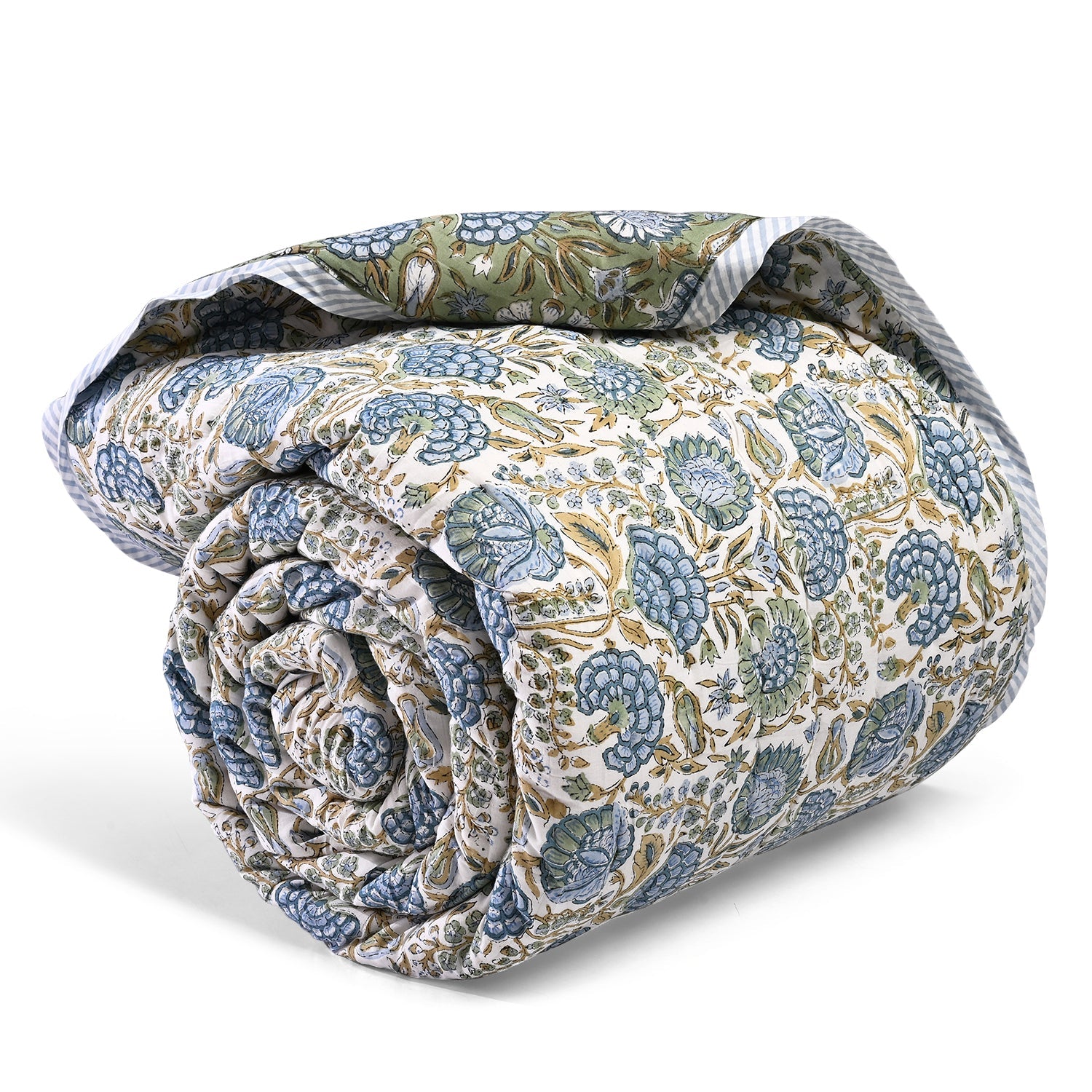 Asparagus Green Quilt Ridhi Block Print