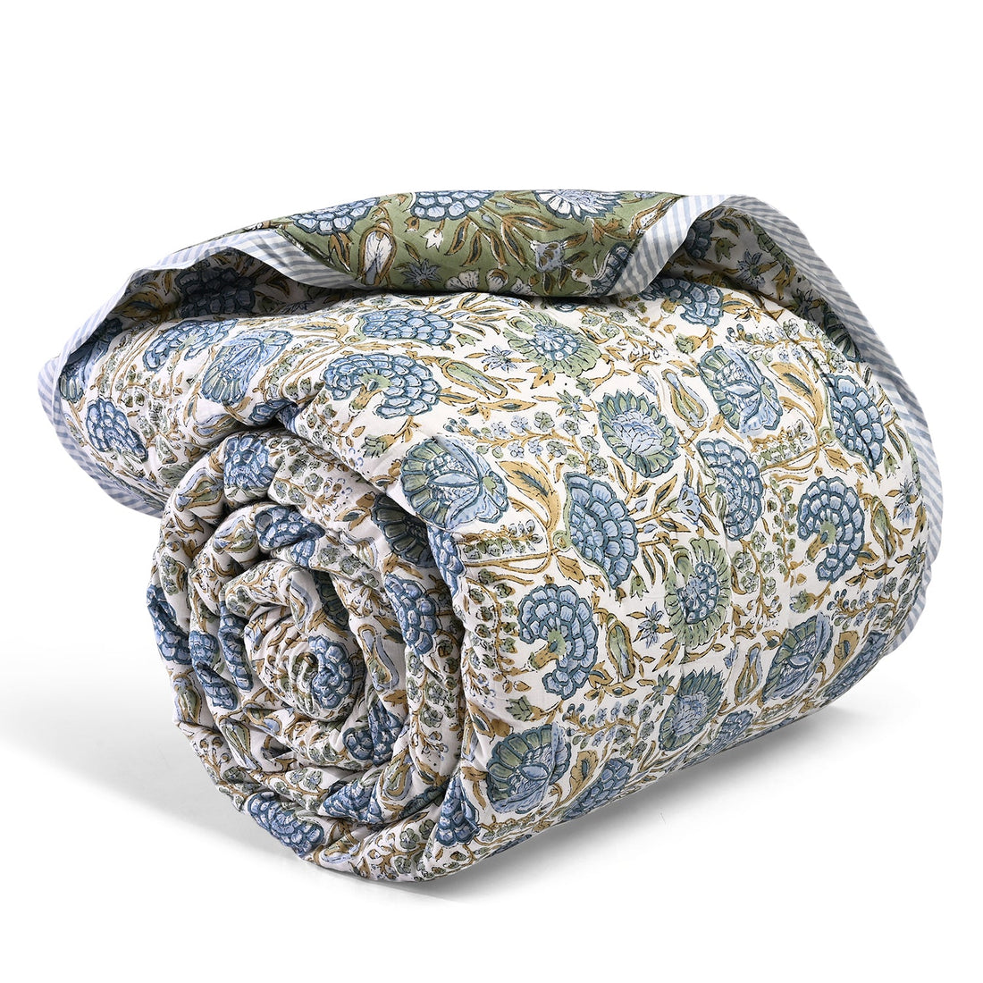 Asparagus Green Quilt Ridhi Block Print