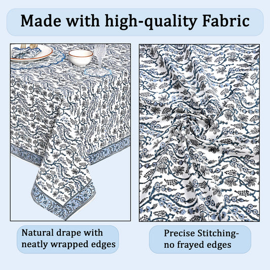 Baby Blue Eyes Rectangle Tablecloth Ridhi Block Print
