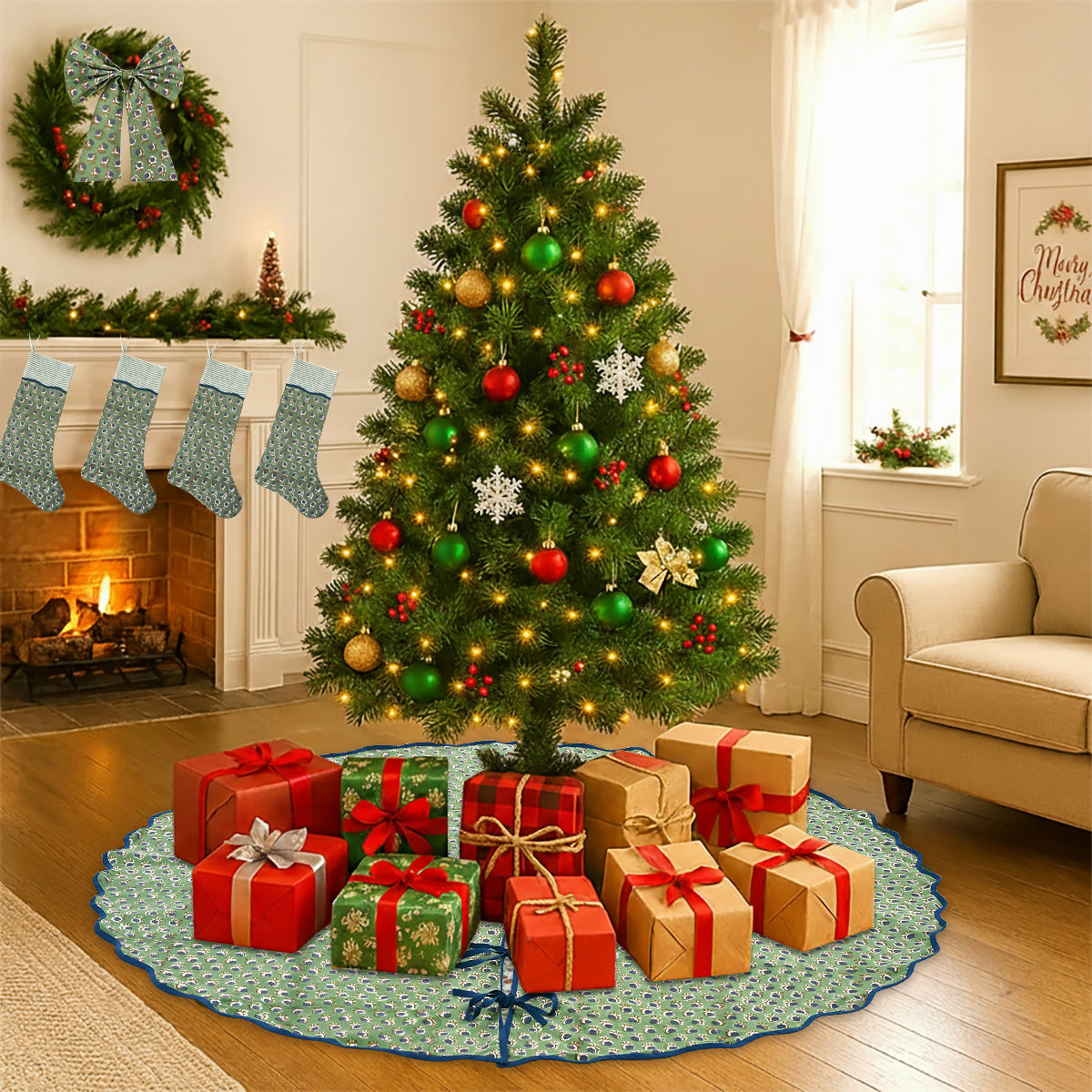 Basil Green Christmas Stockings